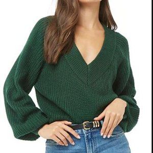Forest Green V-Neck Sweater Sz M